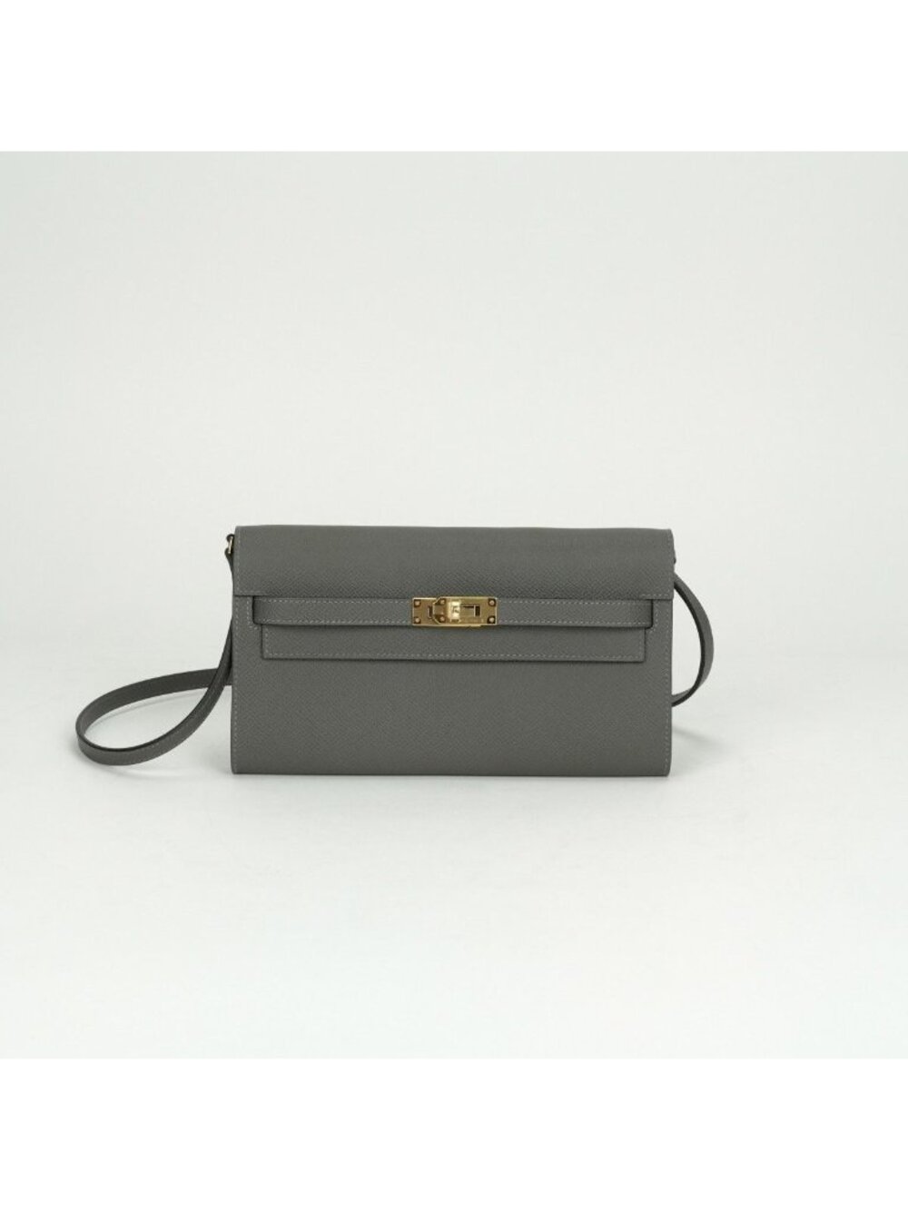 Hermes Kelly Wallet to Go Epsom Gris Meyer Grismeyer Gray Gold